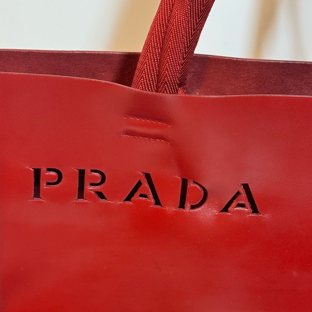 Prada Red Leather Tote Bag w/ Pouch - Picture 5 of 13